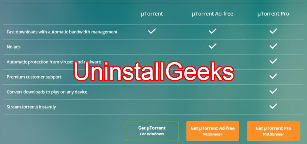 Uninstall UTorrent Pro