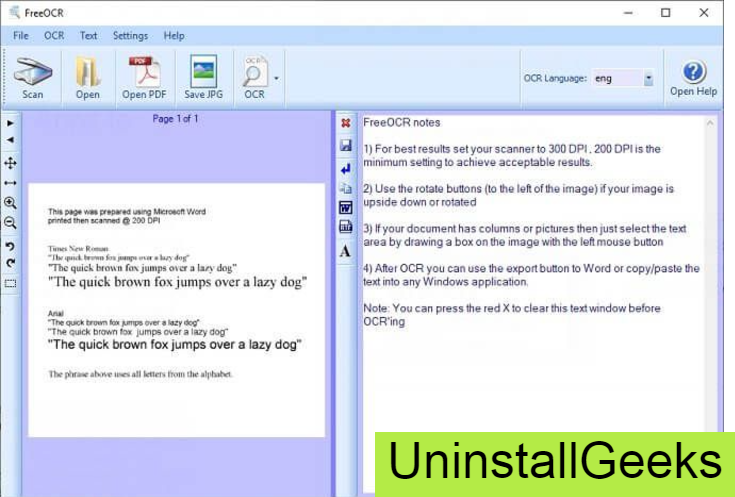 Uninstall Free OCR