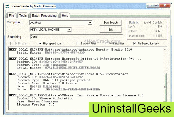 Uninstall LicenseCrawler
