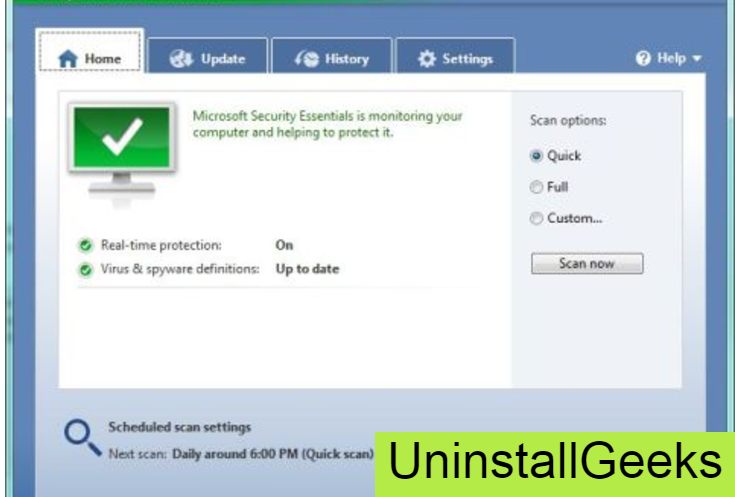 Uninstall Microsoft Security Essentials