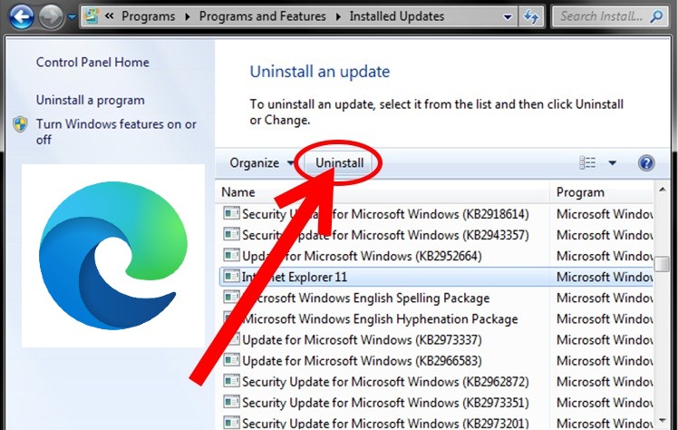 uninstall Internet Explorer