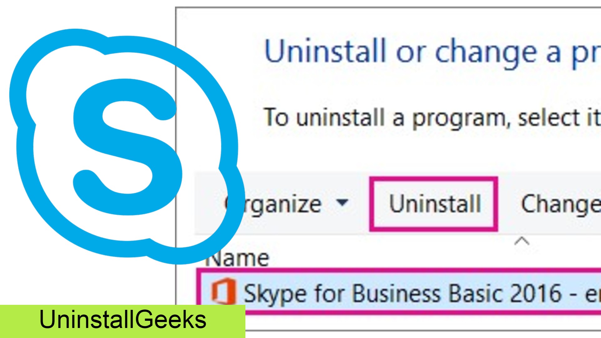 uninstall skype for business