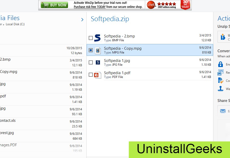 Uninstall Winzip