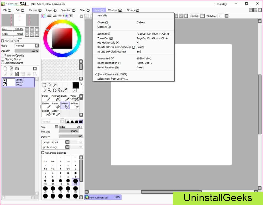 uninstall paint tool sai