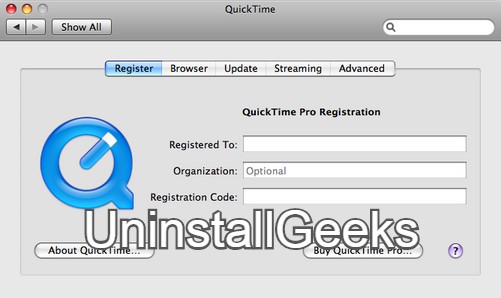 Uninstall Quicktime Pro