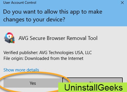 uninstall avg secure browser
