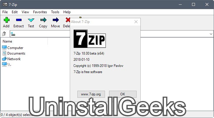 uninstall 7zip