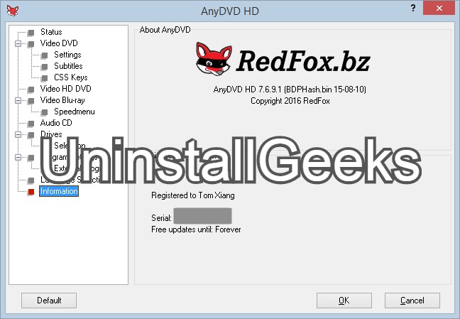 Uninstall AnyDVD