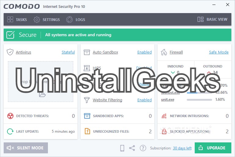 Uninstall Comodo Internet Security Antivirus
