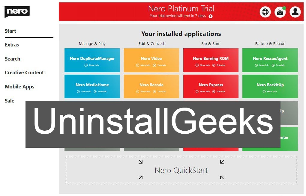 Uninstall Nero Platinum